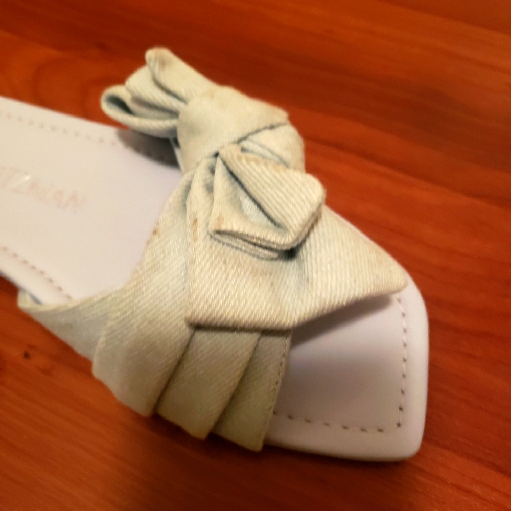 Stuart Weitzman Loveknot Denim Flats Sandals - image 6